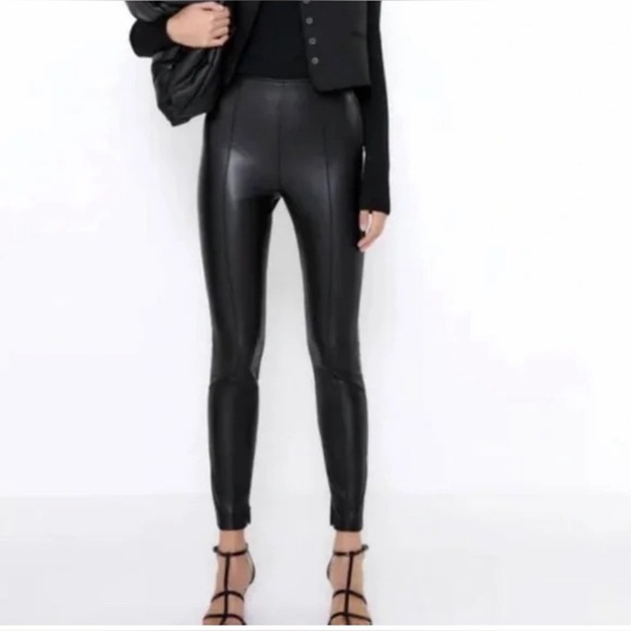 Zara Faux Leather Side Zip Ankle Zip Leggings Size XL - Picture 1 of 13